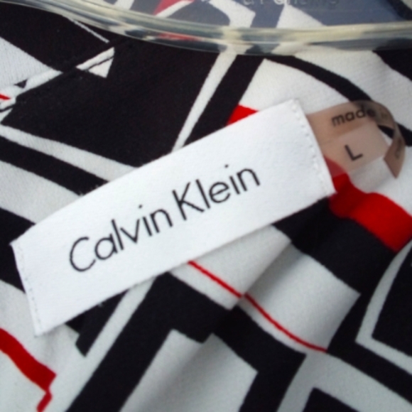 Calvin Klein Vegan Polyester Spandex Career Early 2000's Y2K Graphic Top L - Picture 2 of 6